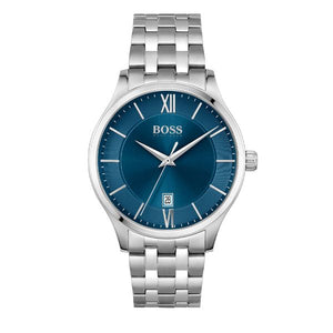  Shop Authentic Hugo Boss Governer Blue Dial Silver Steel Strap Watch for Men - 1513487 - Luxxuri