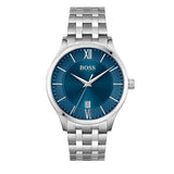 Shop Authentic Hugo Boss Governer Blue Dial Silver Steel Strap Watch for Men - 1513487 - Luxxuri