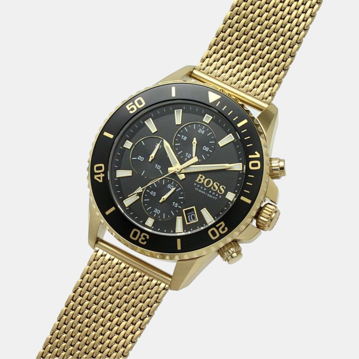  Shop Authentic Hugo Boss Admiral Chronograph Black Dial Gold Mesh Bracelet Watch for Men - 1513906 - Luxxuri