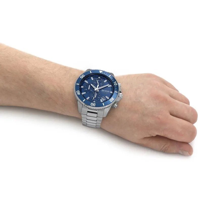  Shop Authentic Hugo Boss Admiral Blue Dial Silver Steel Strap Watch for Men - 1513907 - Luxxuri