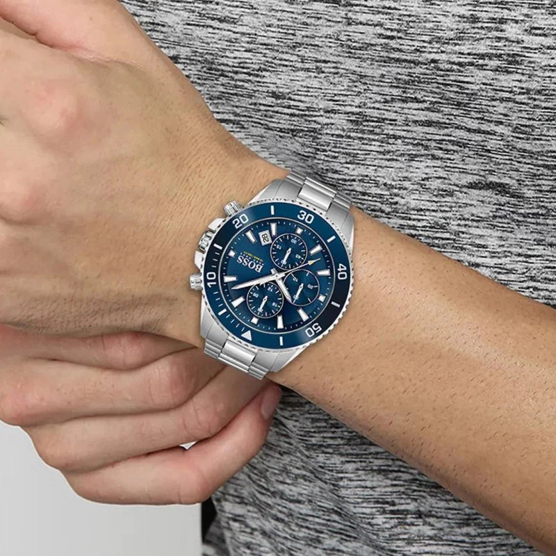  Shop Authentic Hugo Boss Admiral Blue Dial Silver Steel Strap Watch for Men - 1513907 - Luxxuri