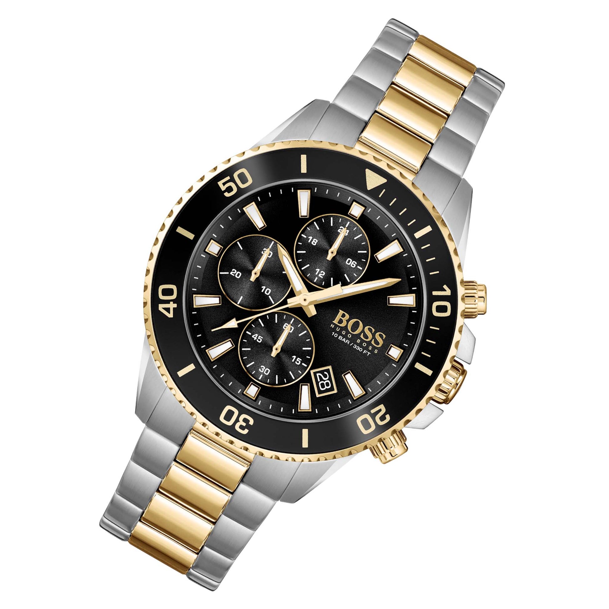  Shop Authentic Hugo Boss Admiral Black Dial Two Tone Steel Strap Watch for Men - 1513908 - Luxxuri