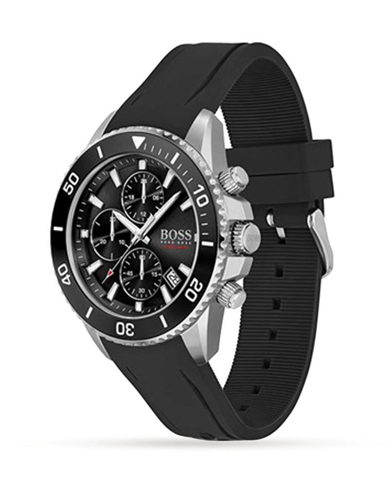  Shop Authentic Hugo Boss Admiral Black Dial Black Silicone Strap Watch for Men - 1513912 - Luxxuri