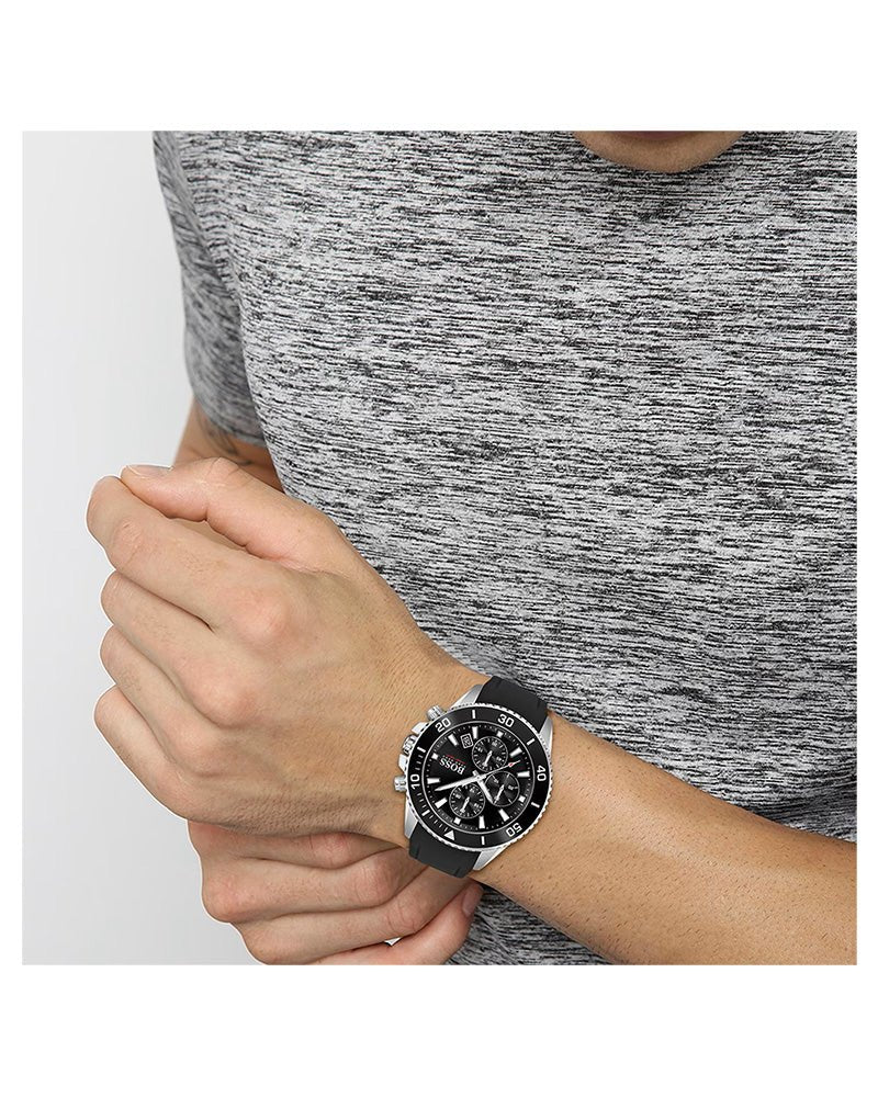  Shop Authentic Hugo Boss Admiral Black Dial Black Silicone Strap Watch for Men - 1513912 - Luxxuri