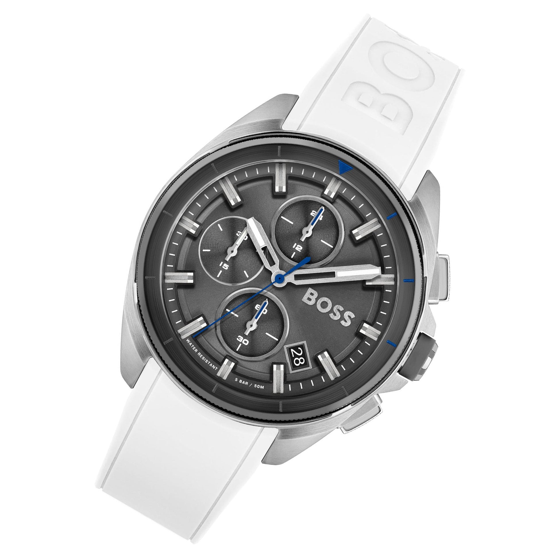  Shop Authentic Hugo Boss Volane Grey Dial White SIlicone Strap Watch for Men - 1513948 - Luxxuri