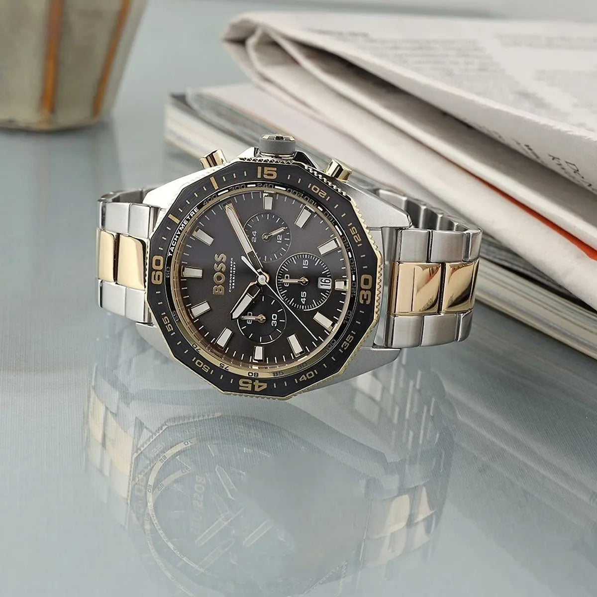  Shop Authentic Hugo Boss Energy Chronograph Grey Dial Two Tone Steel Strap Watch For Men - 1513974 - Luxxuri