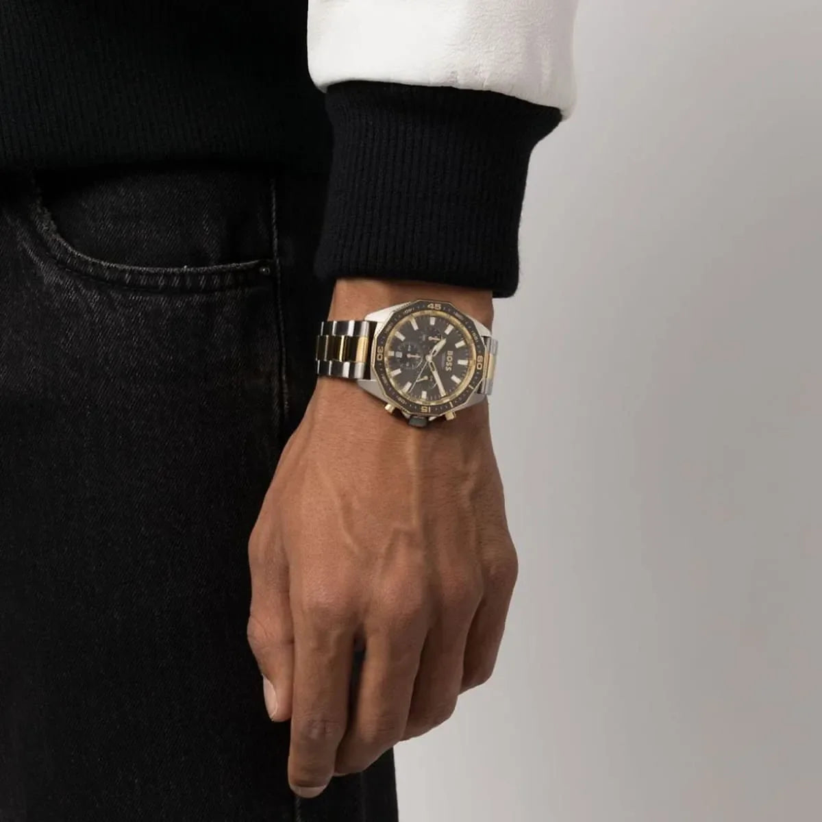  Shop Authentic Hugo Boss Energy Chronograph Grey Dial Two Tone Steel Strap Watch For Men - 1513974 - Luxxuri