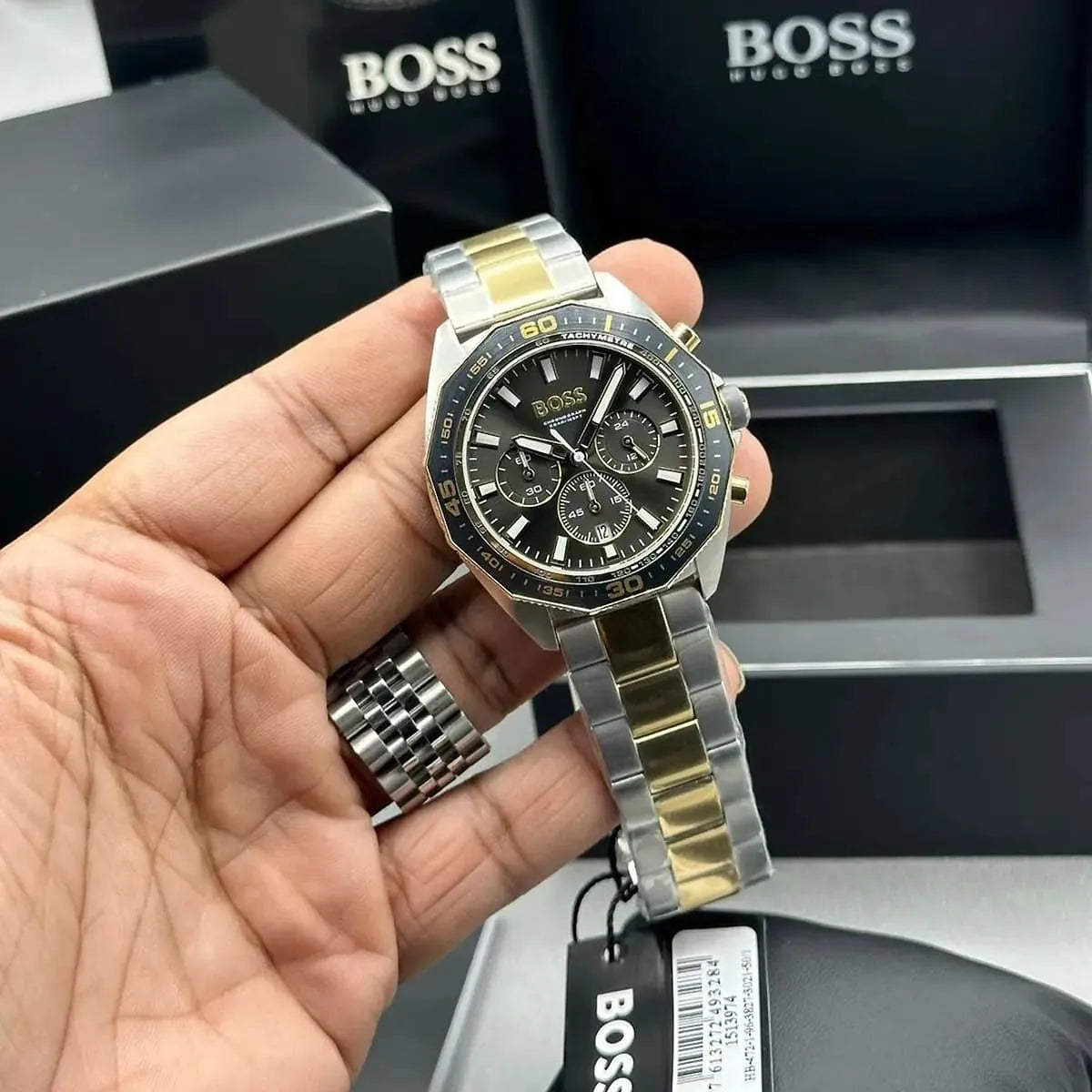  Shop Authentic Hugo Boss Energy Chronograph Grey Dial Two Tone Steel Strap Watch For Men - 1513974 - Luxxuri