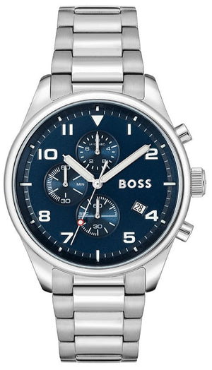  Shop Authentic Hugo Boss View Chronograph Blue Dial Silver Steel Strap Watch For Men - 1513989 - Luxxuri