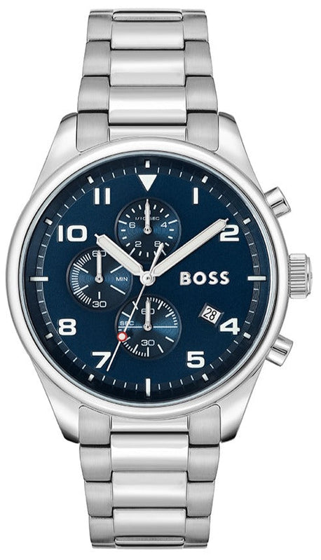  Shop Authentic Hugo Boss View Chronograph Blue Dial Silver Steel Strap Watch For Men - 1513989 - Luxxuri