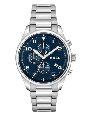  Shop Authentic Hugo Boss View Chronograph Blue Dial Silver Steel Strap Watch For Men - 1513989 - Luxxuri