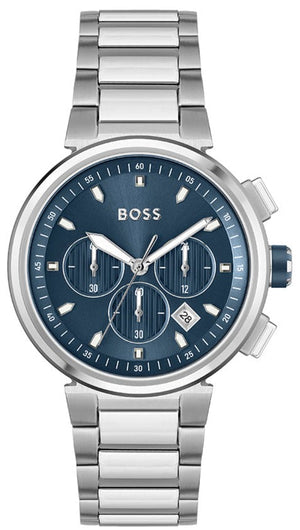  Shop Authentic Hugo Boss One Chronograph Blue Dial Silver Steel Strap Watch For Men - 1513999 - Luxxuri