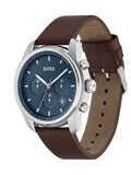  Shop Authentic Hugo Boss Attitude Blue Dial Brown Leather Strap Watch for Men - 1513606 - Luxxuri