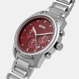  Shop Authentic Hugo Boss Trace Chronograph Red Dial Silver Steel Strap Watch For Men - 1514004 - Luxxuri