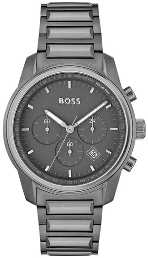  Shop Authentic Hugo Boss Trace Chronograph Grey Dial Grey Steel Strap Watch For Men - 1514005 - Luxxuri