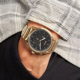 Shop Authentic Hugo Boss Trace Chronograph Black Dial Gold Steel Strap Watch For Men - 1514006 - Luxxuri