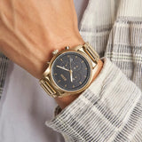  Shop Authentic Hugo Boss Trace Chronograph Black Dial Gold Steel Strap Watch For Men - 1514006 - Luxxuri