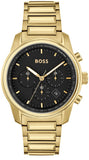  Shop Authentic Hugo Boss Trace Chronograph Black Dial Gold Steel Strap Watch For Men - 1514006 - Luxxuri