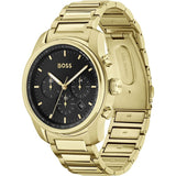  Shop Authentic Hugo Boss Trace Chronograph Black Dial Gold Steel Strap Watch For Men - 1514006 - Luxxuri