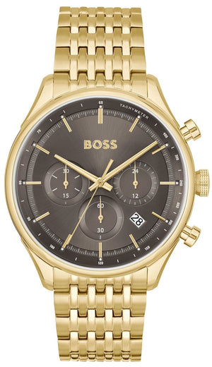  Shop Authentic Hugo Boss Gregor Chronograph Brown Dial Gold Steel Strap Watch For Men - 1514051 - Luxxuri