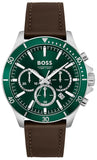  Shop Authentic Hugo Boss Troper Chronograph Green Dial Brown Leather Strap Watch For Men - 1514098 - Luxxuri