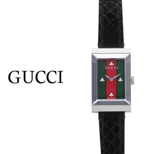  Shop Authentic Gucci G-Frame Mother of Pearl Green & Red Dial Black Leather Strap Watch For Women - YA147403 - Luxxuri