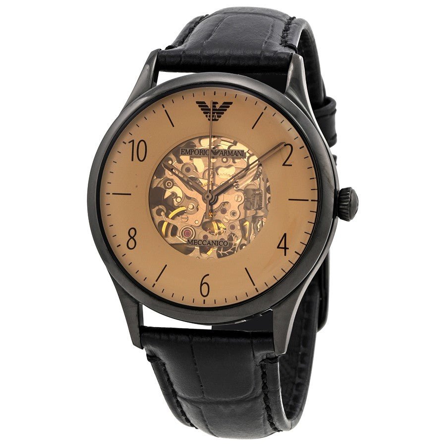  Shop Authentic Emporio Armani Meccanico White Dial Black Leather Strap Watch For Men - AR1923 - Luxxuri