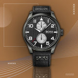  Shop Authentic Hugo Boss Aeroliner Maxx Quartz Black Dial Black Nylon Strap Watch For Men - HB1513086 - Luxxuri