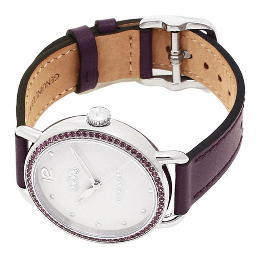 Coach Delancey White Dial Purple Leather Strap Watch for Women - 14502886