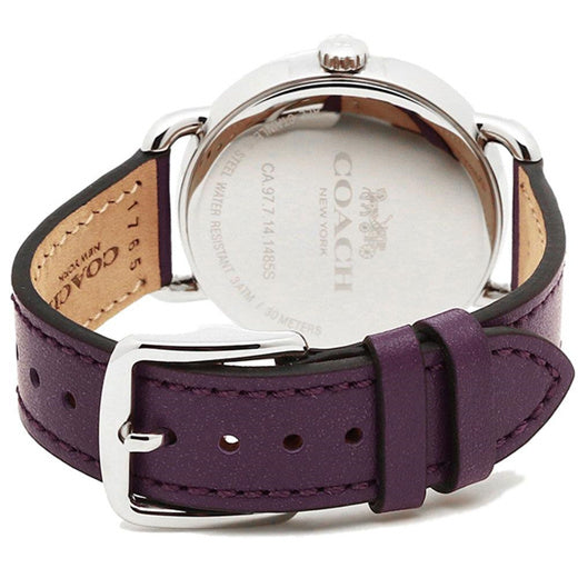 Coach Delancey White Dial Purple Leather Strap Watch for Women - 14502886