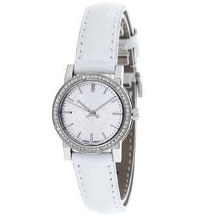  Shop Authentic Burberry The City White Diamonds Dial White Leather Strap Watch for Women - BU9221 - Luxxuri