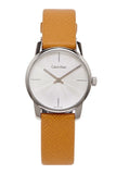  Shop Authentic Calvin Klein City Silver Dial Orange Leather Strap Watch for Women - K2G231G6 - Luxxuri