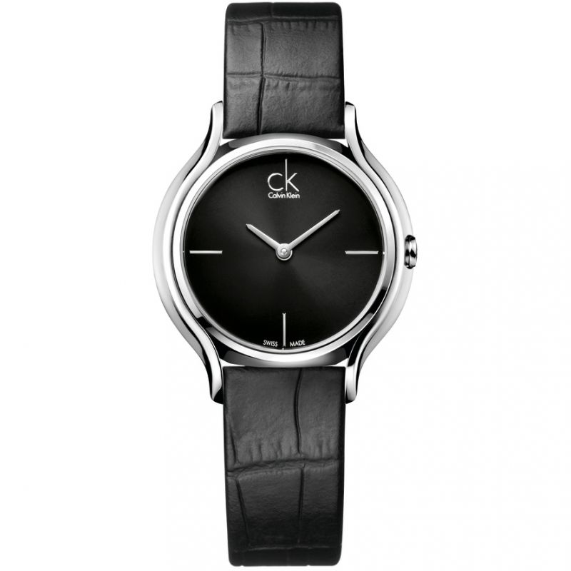  Shop Authentic Calvin Klein Skirt Black Dial Black Leather Strap Watch for Women  - K2U231C1 - Luxxuri