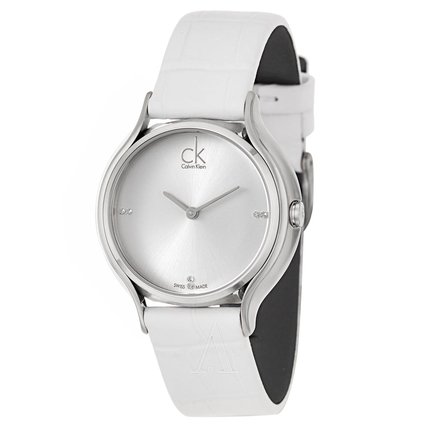  Shop Authentic Calvin Klein Skirt White Dial White Leather Strap Watch for Women - K2U231KW - Luxxuri