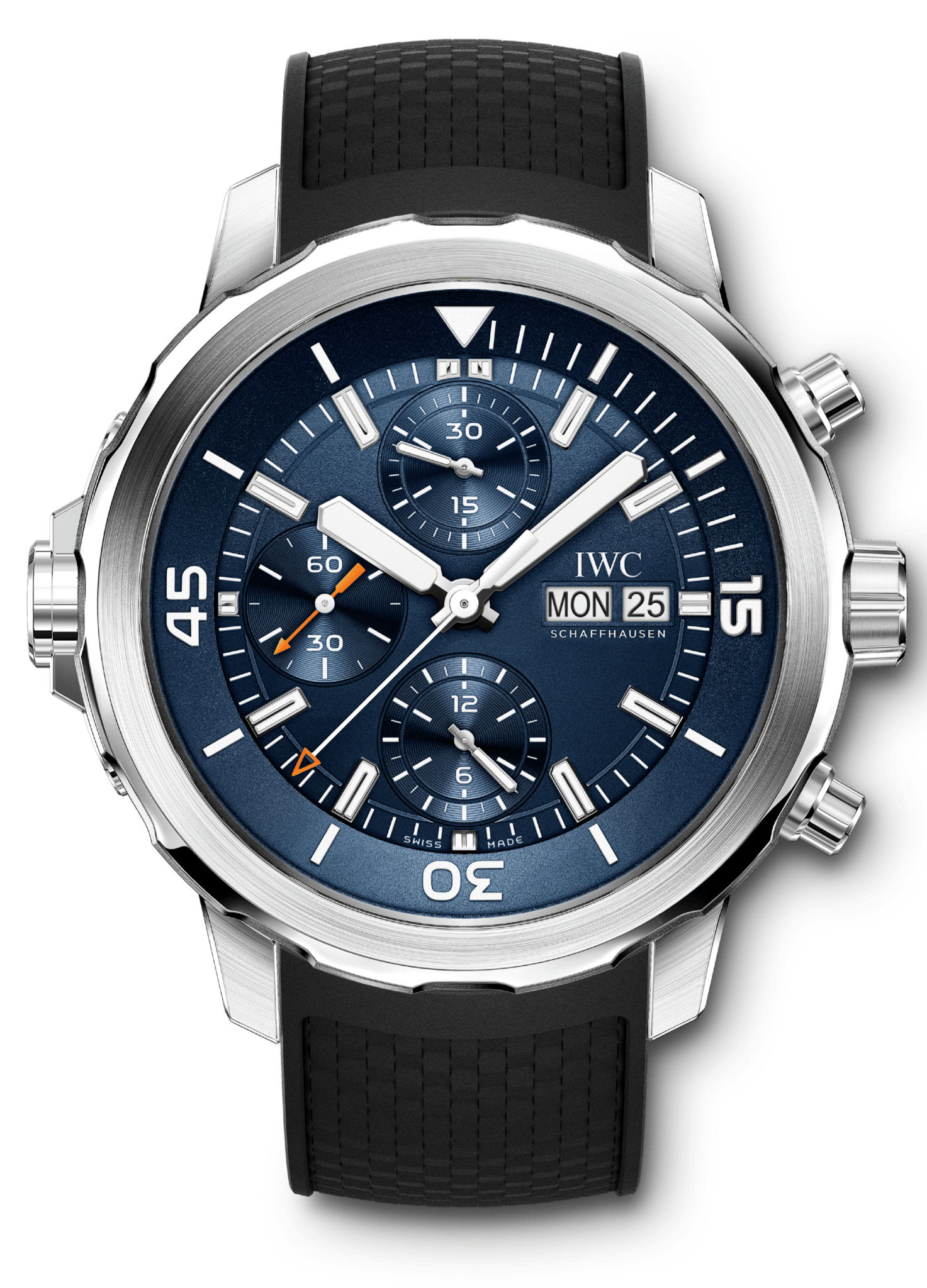 IWC Aquatimer Automatic Chronograph 44mm Blue Dial Black Rubber Strap Watch for Men - IW376805