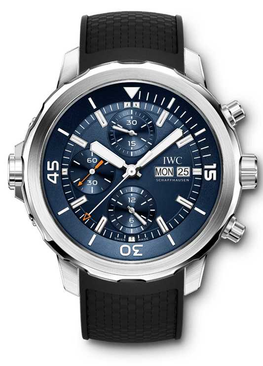  Shop Authentic IWC Aquatimer Automatic Chronograph 44mm Blue Dial Black Rubber Strap Watch for Men - IW376805 - Luxxuri