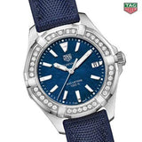  Shop Authentic Tag Heuer Aquaracer Quartz Diamonds Blue Dial Blue Nylon Strap Watch for Women - WAY131N.FT6091 - Luxxuri