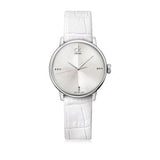  Shop Authentic Calvin Klein Accent Silver Dial White Leather Strap Watch for Women - K2Y2Y1KW - Luxxuri