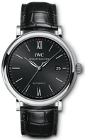  Shop Authentic IWC Portofino Automatic Black Dial Black Leather Strap Watch for Men - IW356502 - Luxxuri