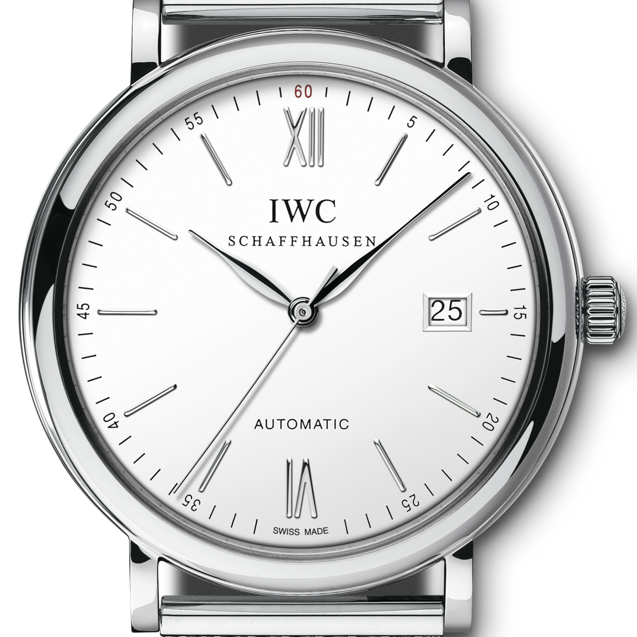 IWC Portofino Automatic White Dial Silver Mesh Bracelet Watch for Men - IW356505