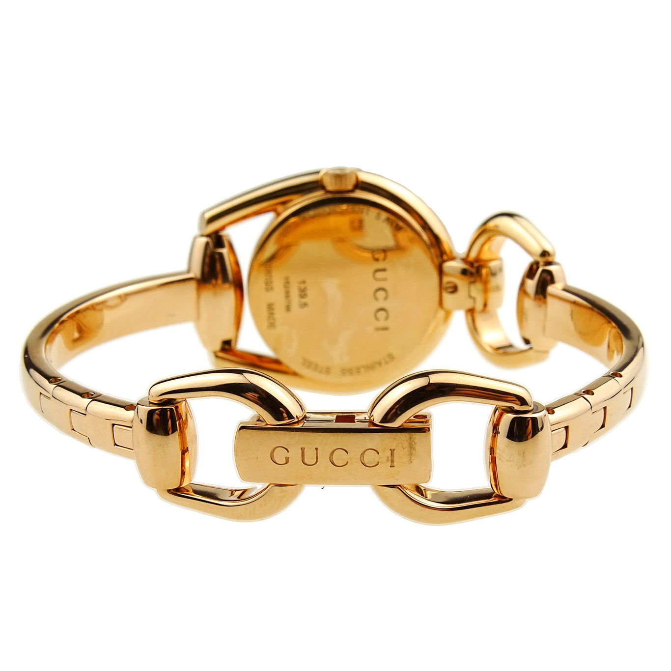  Shop Authentic Gucci Horsebit Collection Black Dial Rose Gold Steel Strap Watch For Women - YA139507 - Luxxuri
