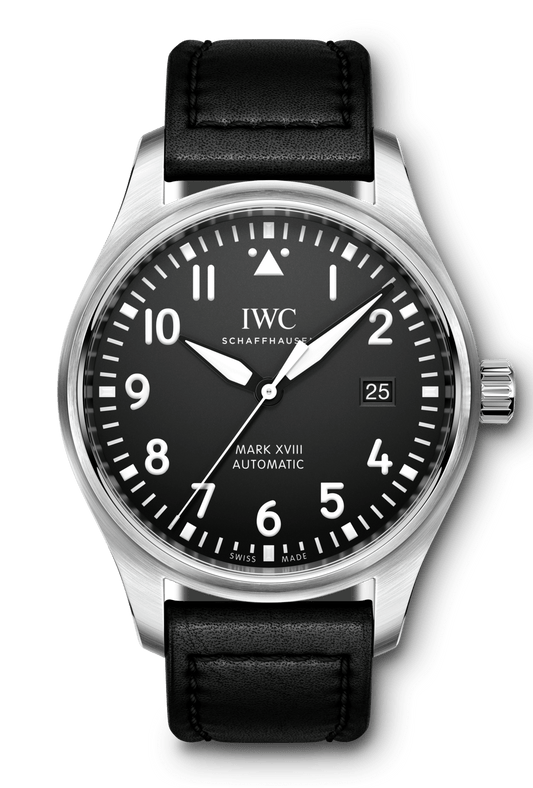  Shop Authentic IWC Pilot's Mark XVIII 40mm Black Dial Black Leather Strap Watch for Men - IW327001 - Luxxuri