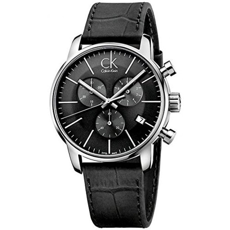  Shop Authentic Calvin Klein Post Minimal Chronograph Black Dial Black Leather Strap Watch for Men - K7627107 - Luxxuri