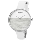  Shop Authentic Calvin Klein Rise White Grey Dial White Leather Strap Watch for Women - K7A231L6 - Luxxuri