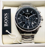  Shop Authentic Hugo Boss Driver Chronograph Black Dial Silver Steel Strap Watch For Men - 1513080 - Luxxuri