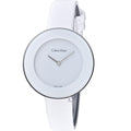  Shop Authentic Calvin Klein Chic White Dial White Leather Strap Watch for Women - K7N23TK2 - Luxxuri
