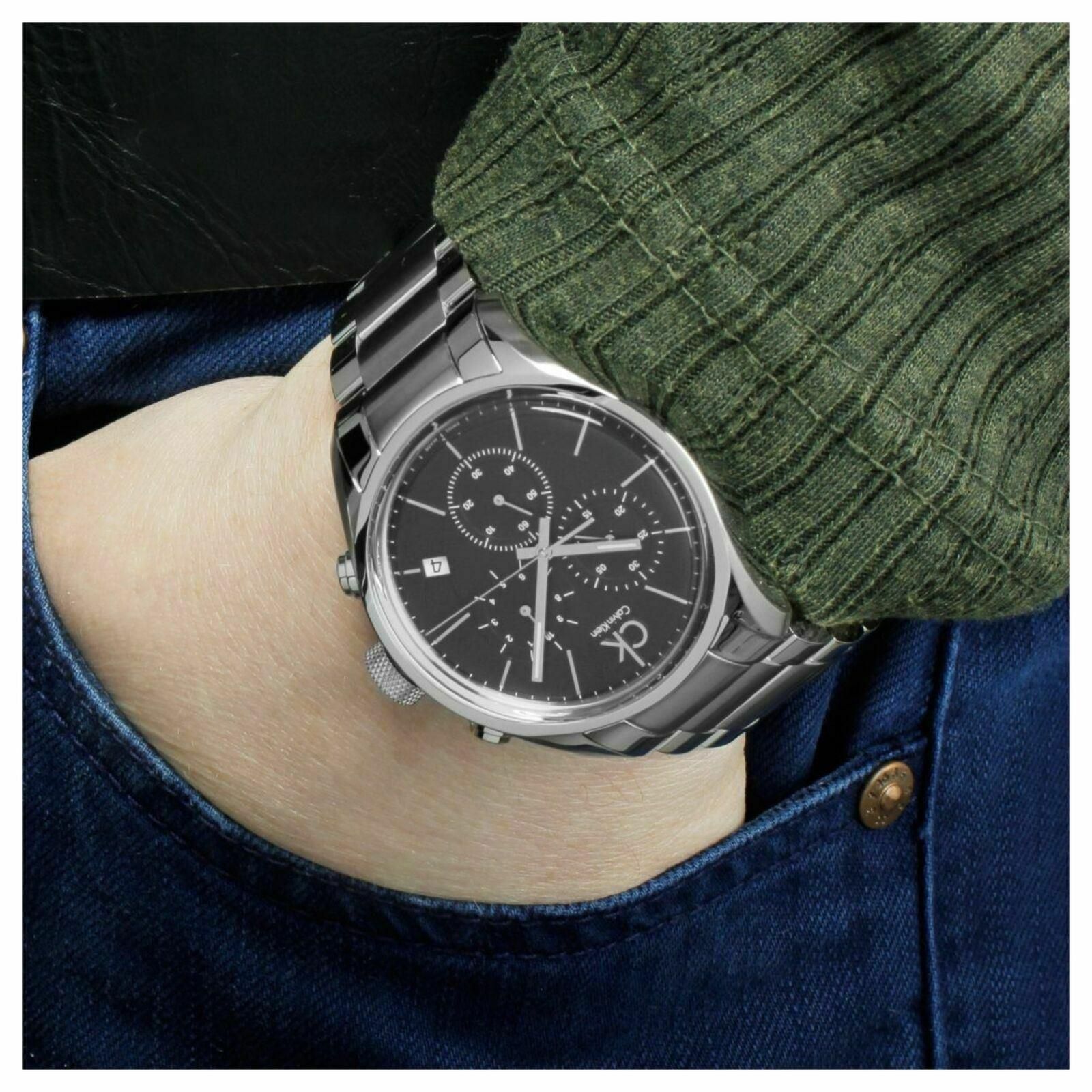 Shop Authentic Calvin Klein Masculine Chronograph Black Dial Silver Steel Strap Watch for Men - K2H27104 - Luxxuri