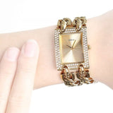  Shop Authentic Guess MOD Heavy Metal Diamonds Gold Dial Gold Steel Strap Watch for Women - W0072L1 - Luxxuri