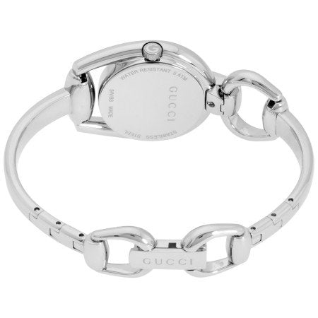  Shop Authentic Gucci Horsebit Collection Diamonds Mother of Pearl White Dial Silver Steel Strap Watch For Women - YA139504 - Luxxuri
