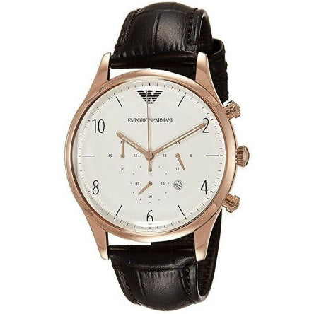  Shop Authentic Emporio Armani Beta Chronograph White Dial Brown Leather Strap Watch For Men - AR1916 - Luxxuri